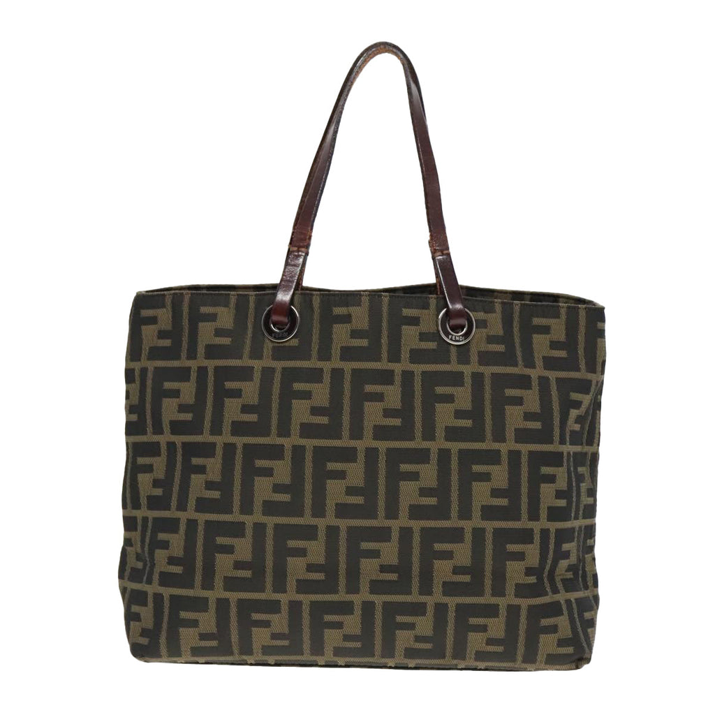 FENDI Zucca Canvas Tote Bag Brown Silver ep6043