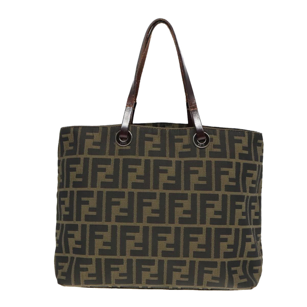 FENDI Zucca Canvas Tote Bag Brown Silver ep6043