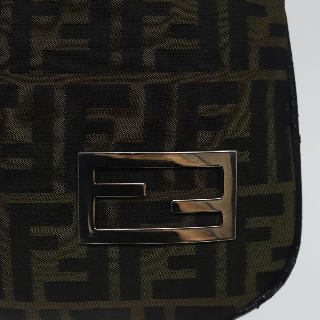 FENDI Zucca Canvas Hand Bag Brown Black Silver ep6060