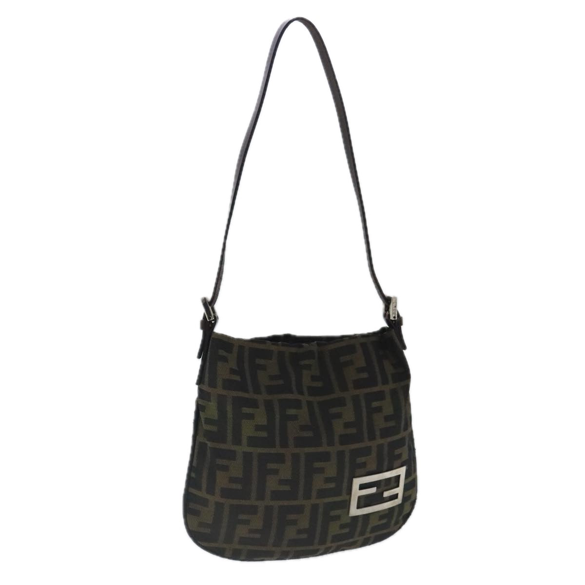 FENDI Zucca Canvas Hand Bag Brown Black Silver ep6060