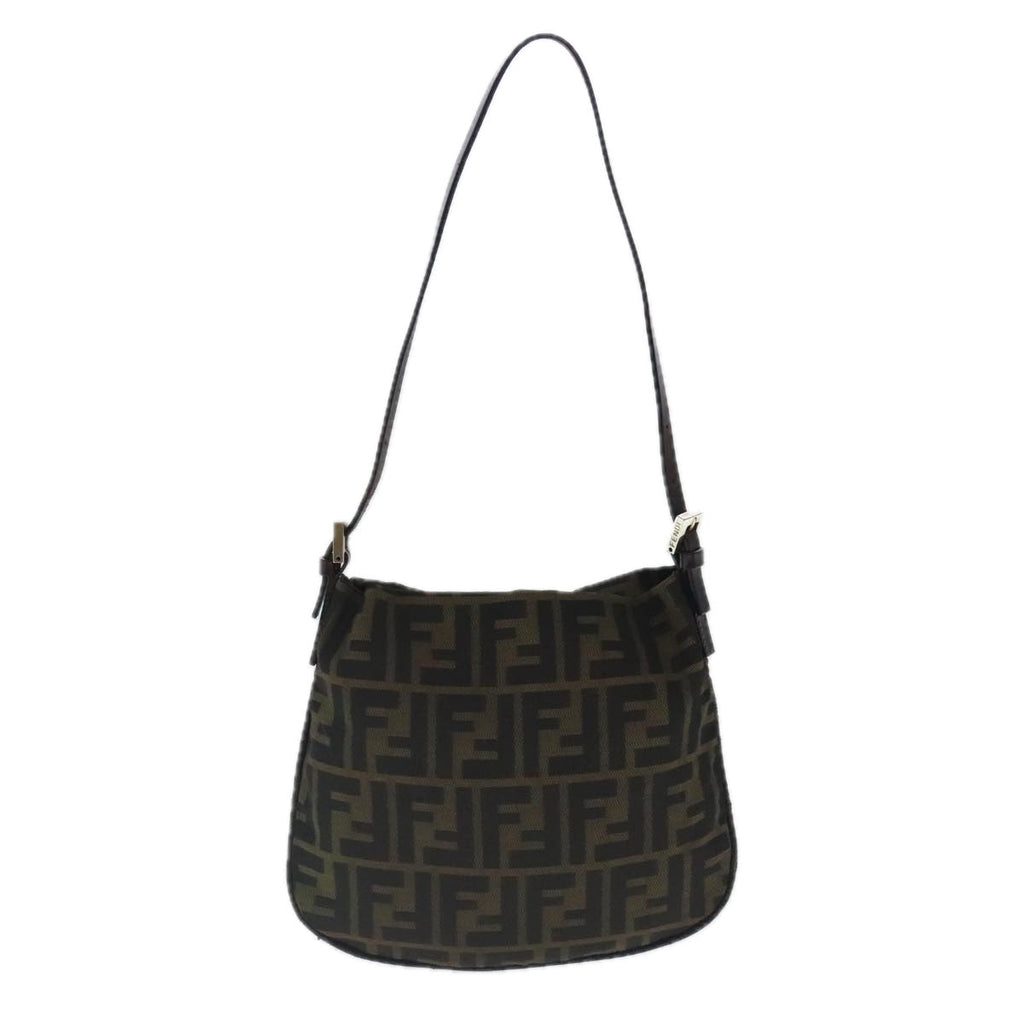 FENDI Zucca Canvas Hand Bag Brown Black Silver ep6060