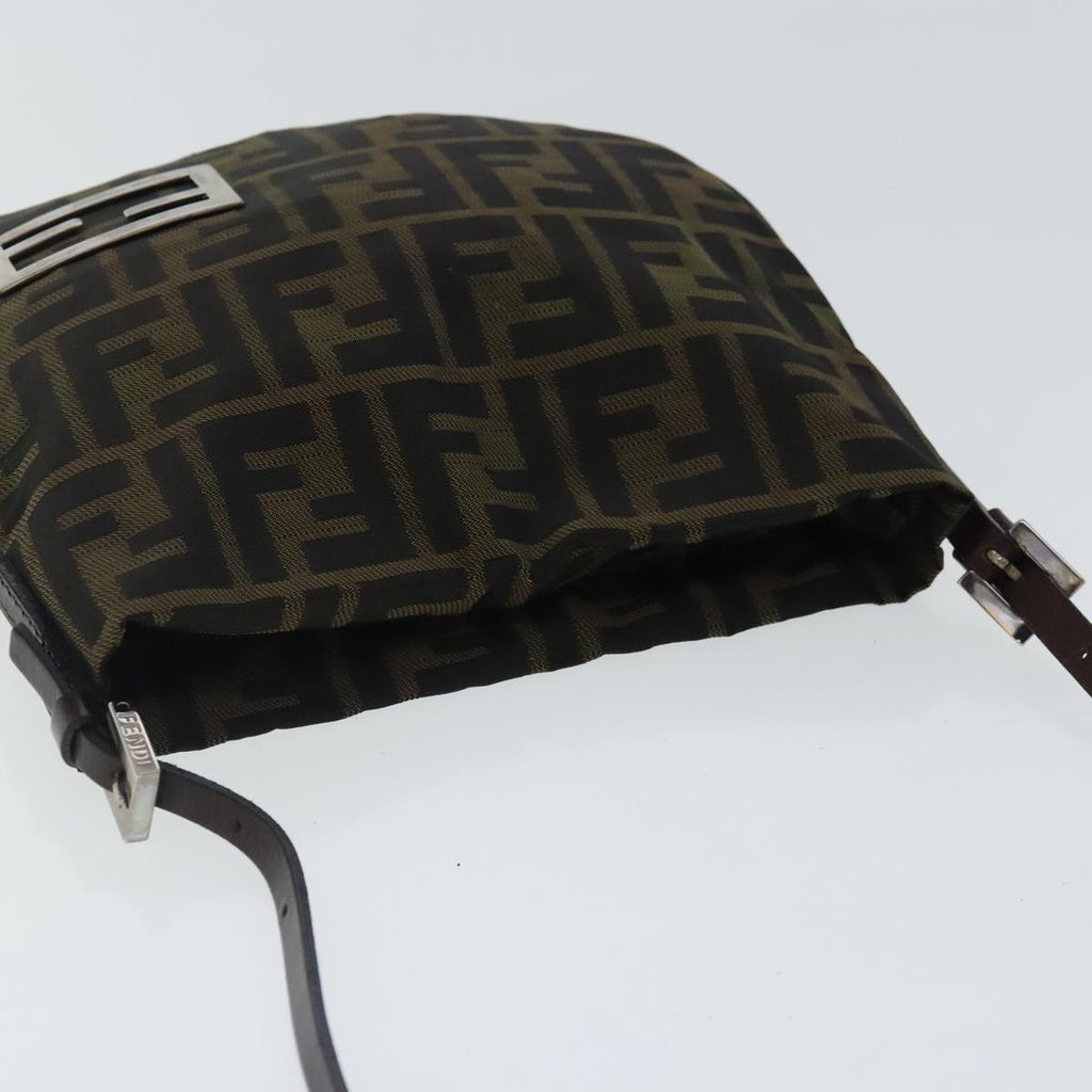 FENDI Zucca Canvas Hand Bag Brown Black Silver ep6060