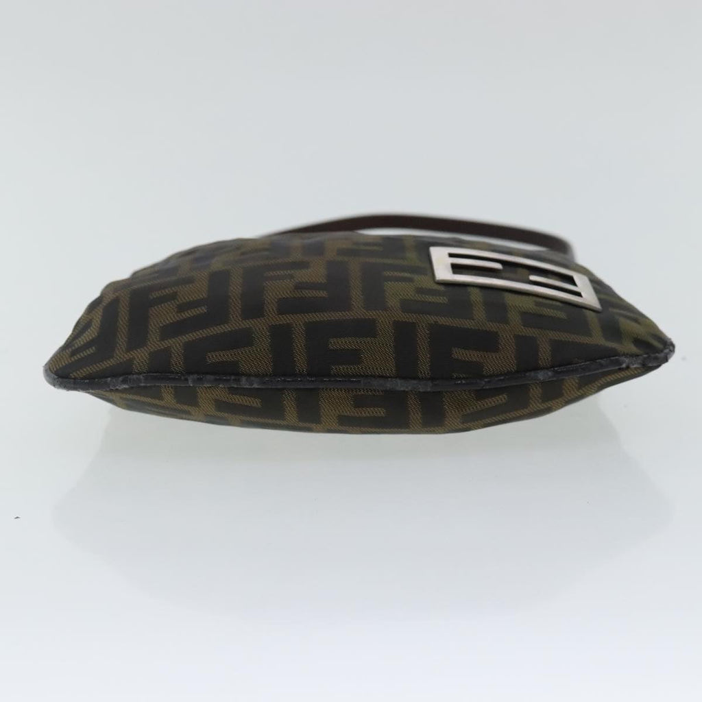 FENDI Zucca Canvas Hand Bag Brown Black Silver ep6060
