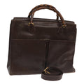 GUCCI Bamboo Hand Bag Leather 2way Brown Gold 002 123 0322 ep6061