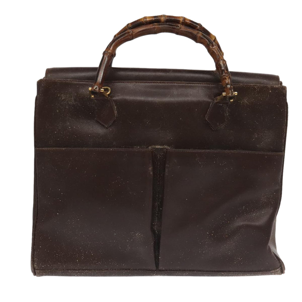 GUCCI Bamboo Hand Bag Leather 2way Brown Gold 002 123 0322 ep6061