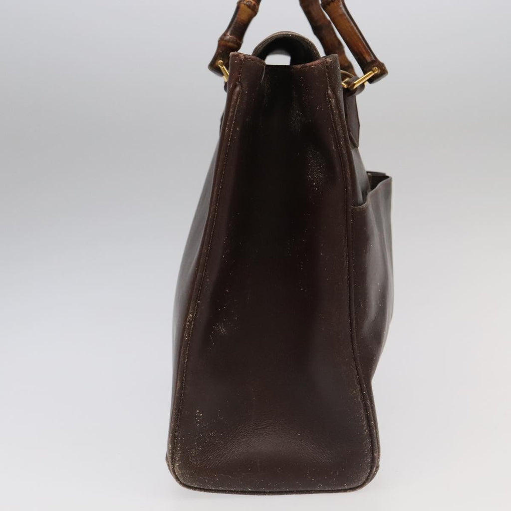 GUCCI Bamboo Hand Bag Leather 2way Brown Gold 002 123 0322 ep6061
