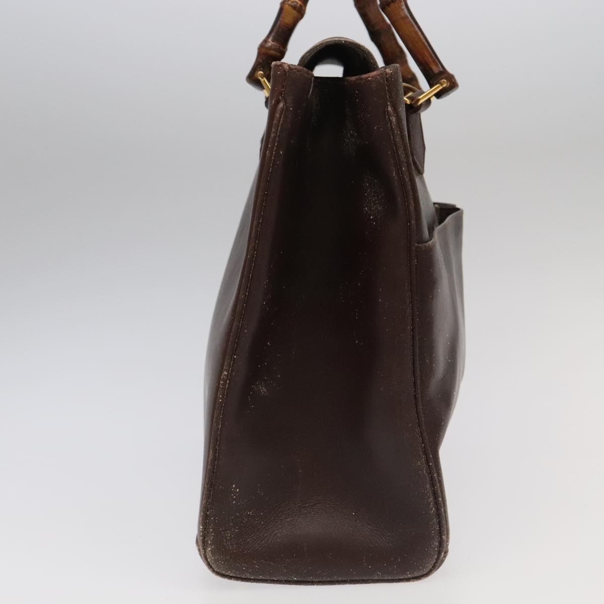 GUCCI Bamboo Hand Bag Leather 2way Brown Gold 002 123 0322 ep6061