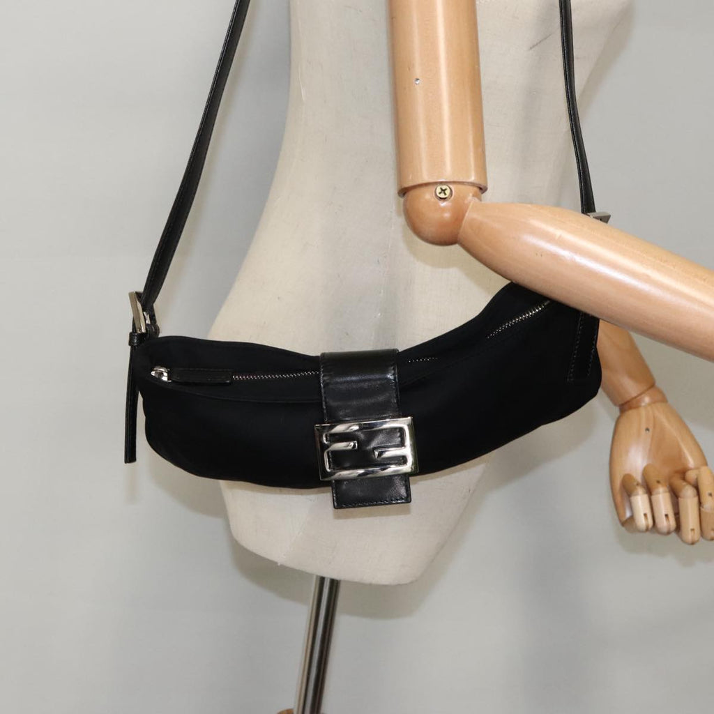 FENDI Shoulder Bag Nylon Black Silver ep6065