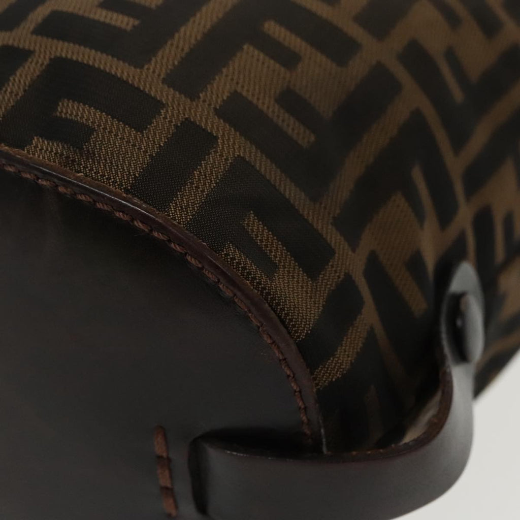 FENDI Zucca Canvas Hand Bag Brown Black Silver ep6144