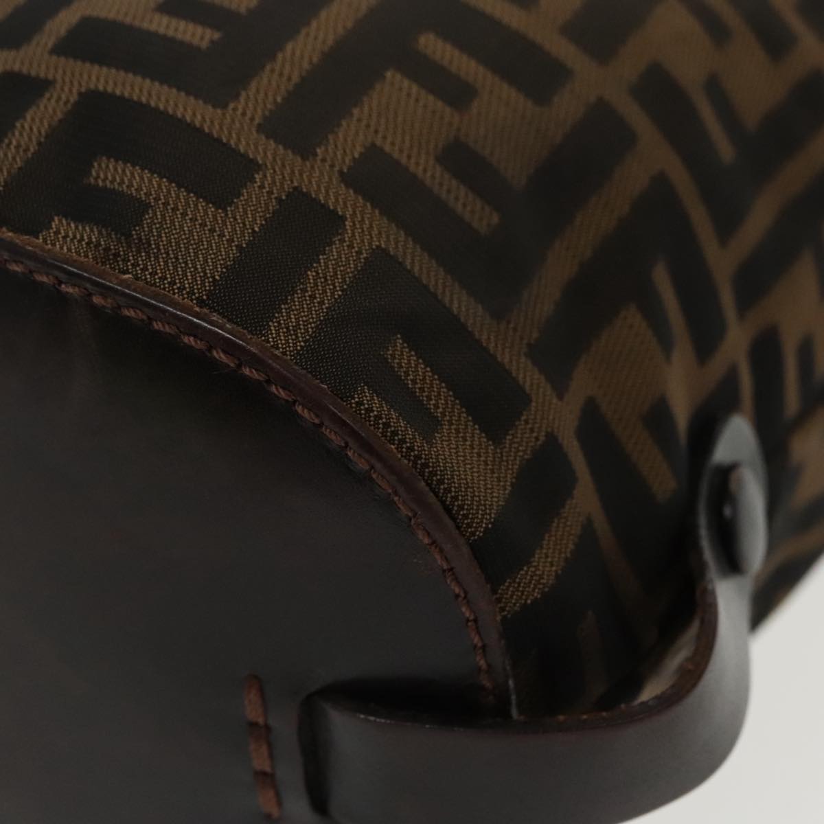 FENDI Zucca Canvas Hand Bag Brown Black Silver ep6144