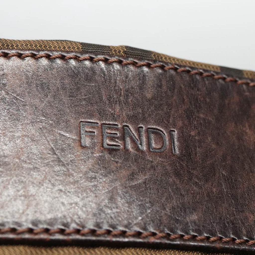 FENDI Zucca Canvas Hand Bag Brown Black Silver ep6144