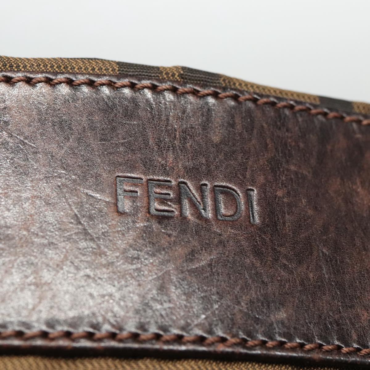 FENDI Zucca Canvas Hand Bag Brown Black Silver ep6144