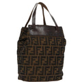 FENDI Zucca Canvas Hand Bag Brown Black Silver ep6144