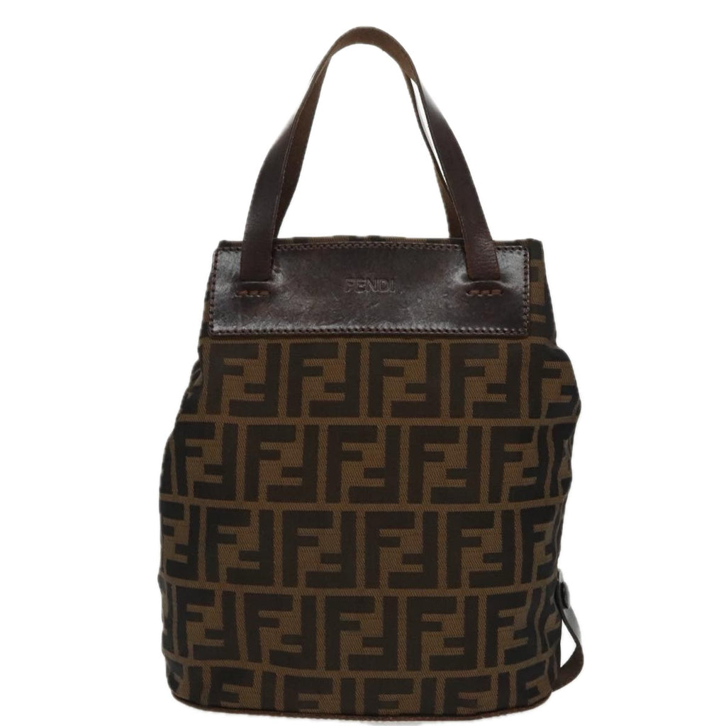 FENDI Zucca Canvas Hand Bag Brown Black Silver ep6144