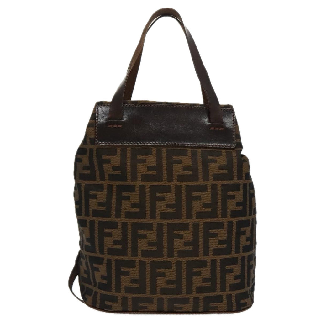 FENDI Zucca Canvas Hand Bag Brown Black Silver ep6144