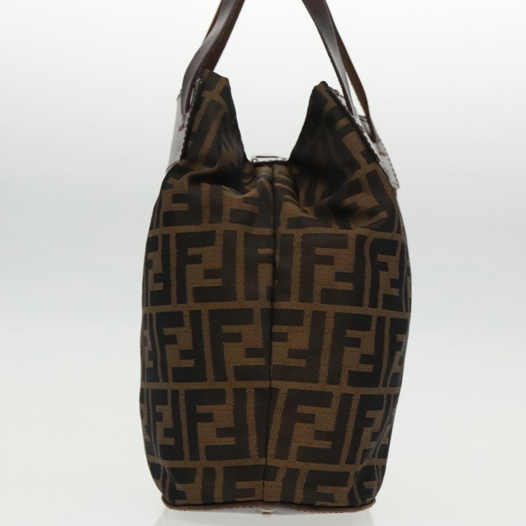FENDI Zucca Canvas Hand Bag Brown Black Silver ep6144
