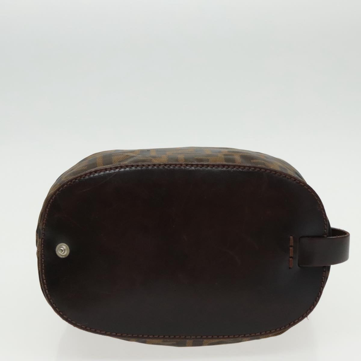FENDI Zucca Canvas Hand Bag Brown Black Silver ep6144