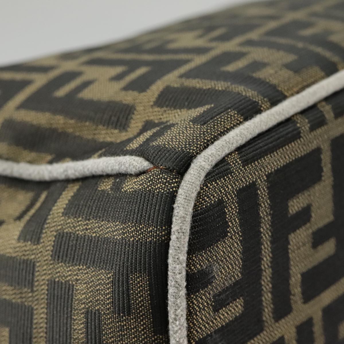 FENDI Zucca Canvas Hand Bag Black Brown Gold ep6166