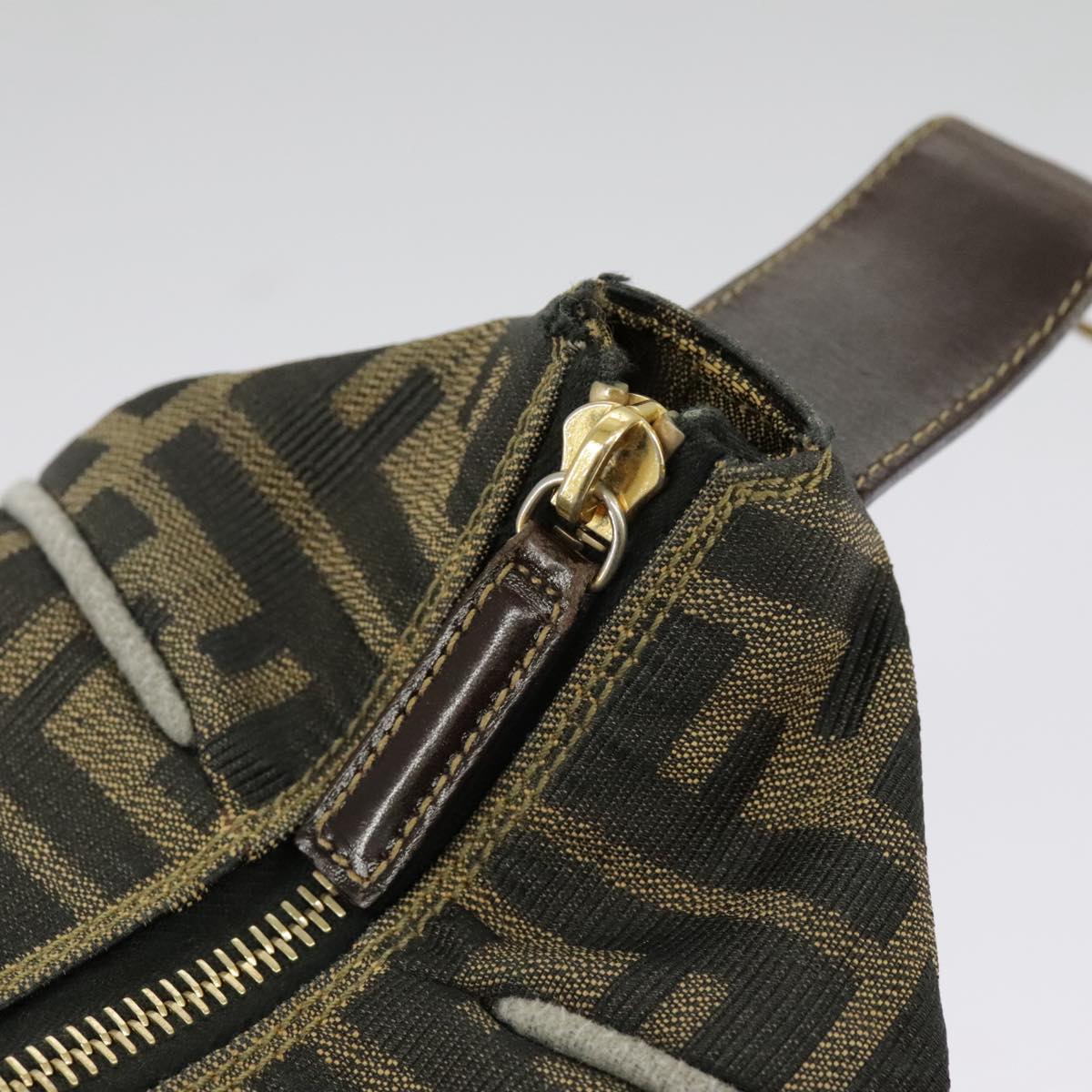 FENDI Zucca Canvas Hand Bag Black Brown Gold ep6166