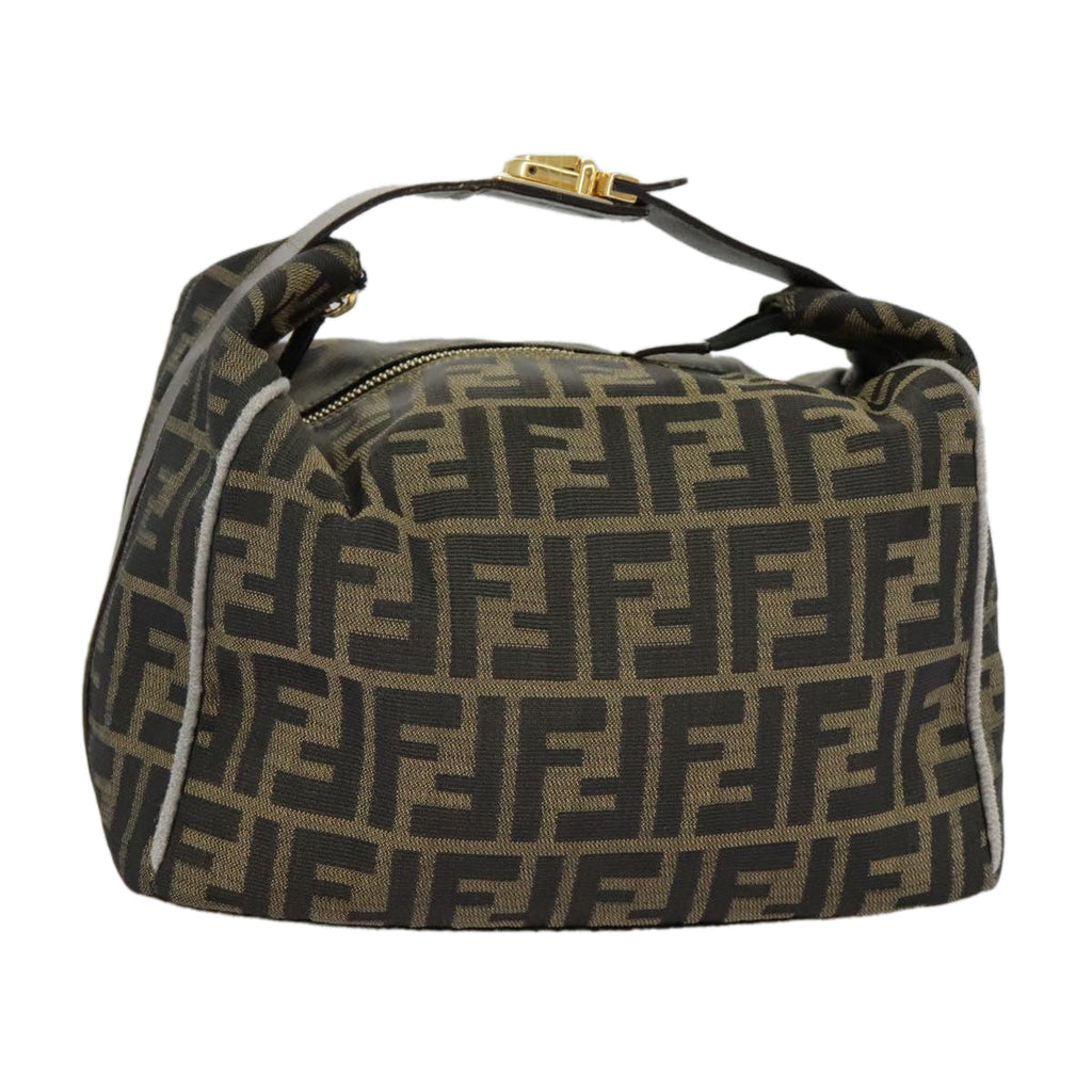 FENDI Zucca Canvas Hand Bag Black Brown Gold ep6166
