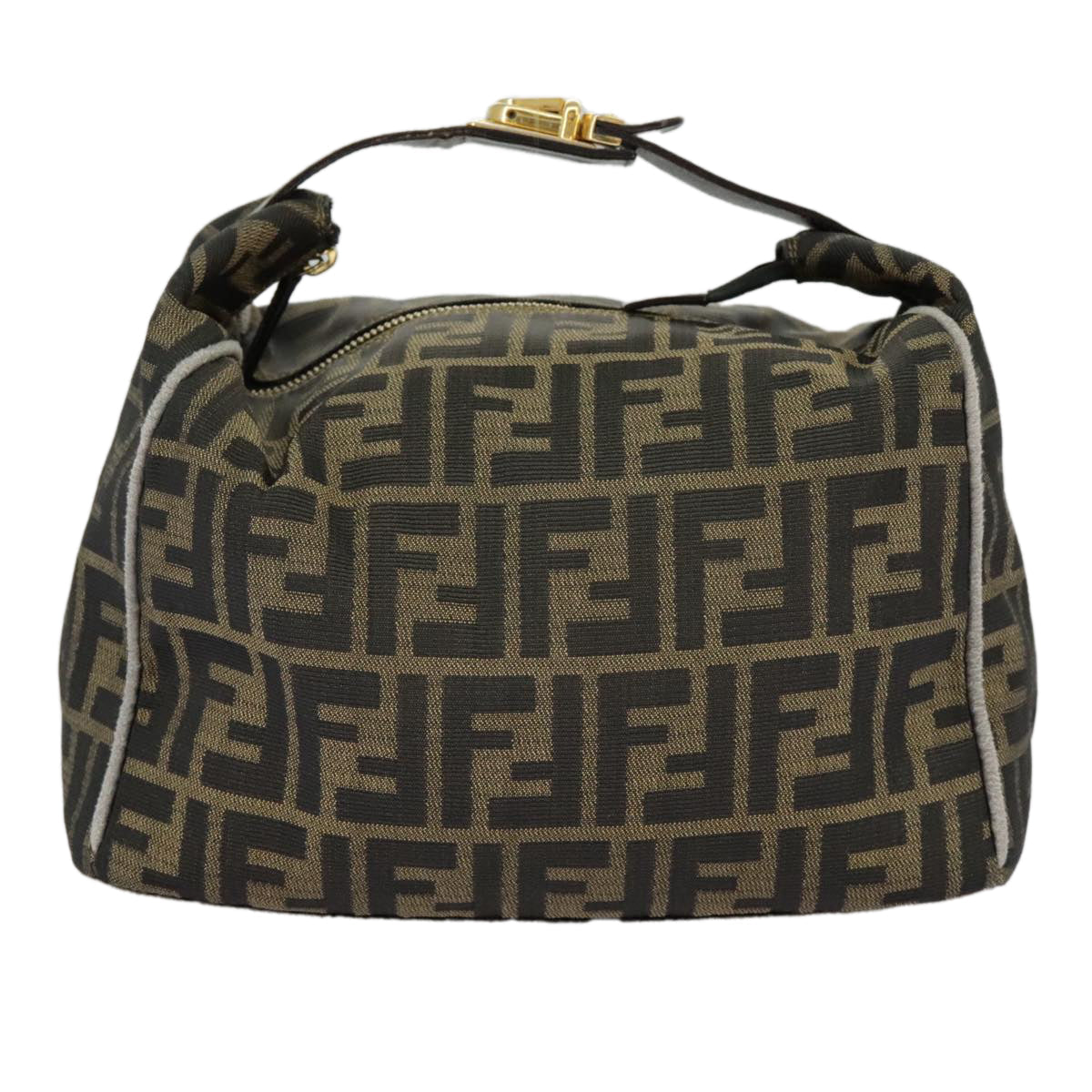 FENDI Zucca Canvas Hand Bag Black Brown Gold ep6166