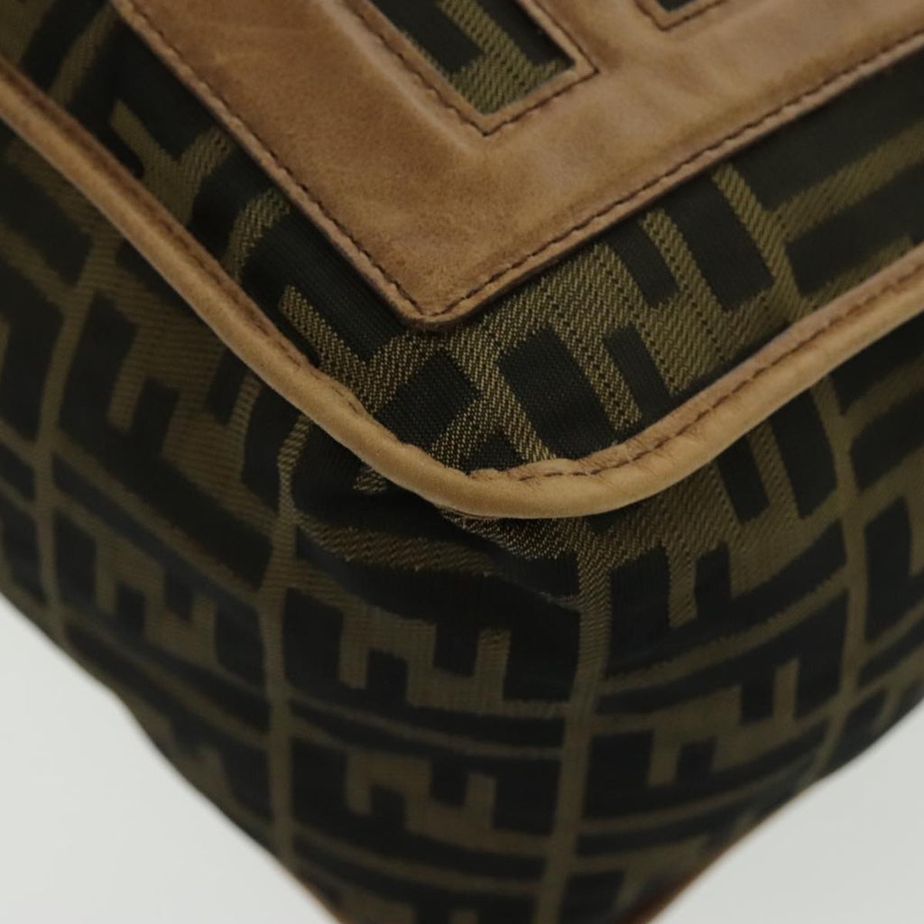 FENDI Zucca Canvas Shoulder Bag Black Brown ep6186