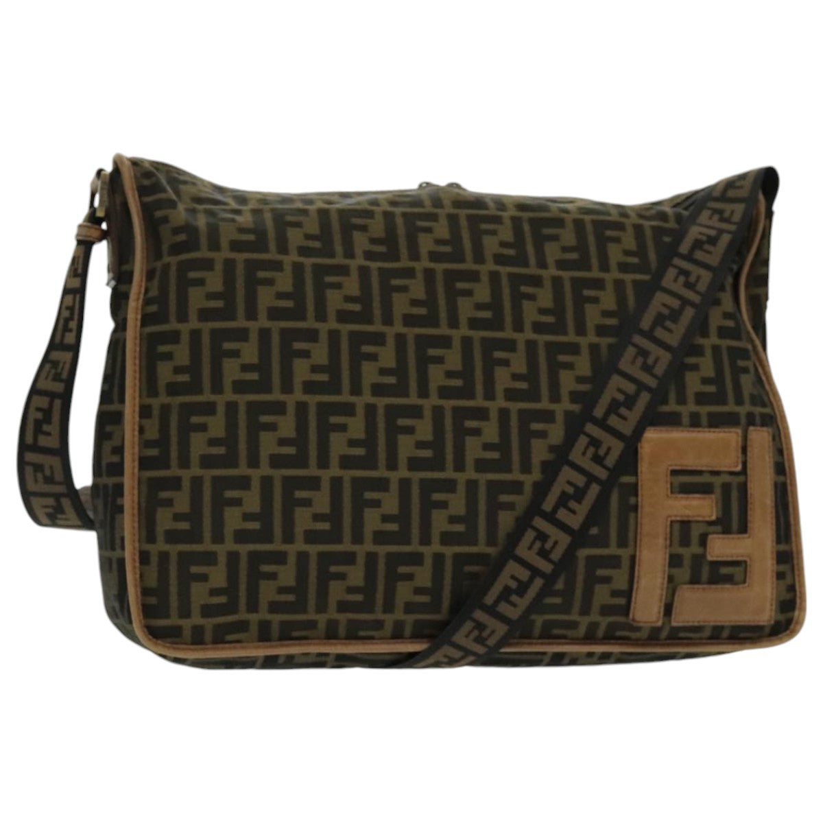 FENDI Zucca Canvas Shoulder Bag Black Brown ep6186