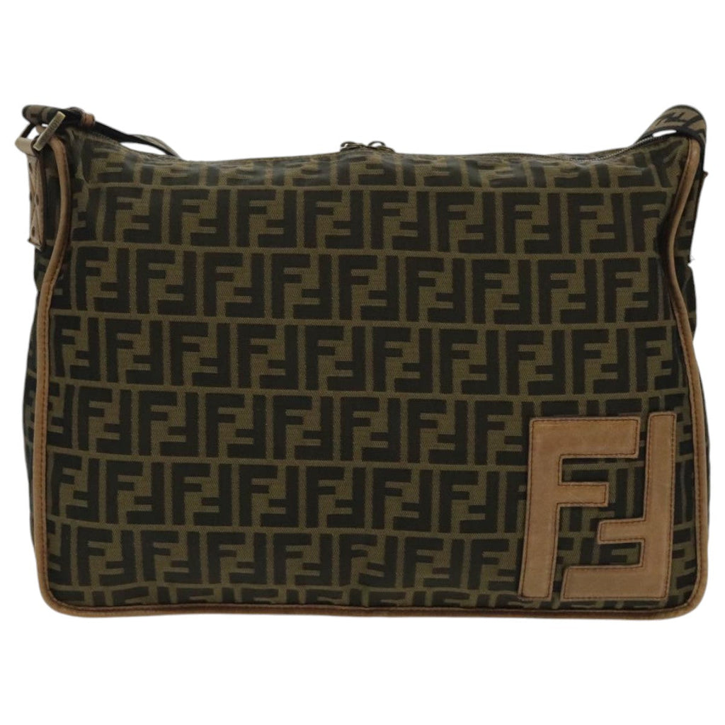 FENDI Zucca Canvas Shoulder Bag Black Brown ep6186