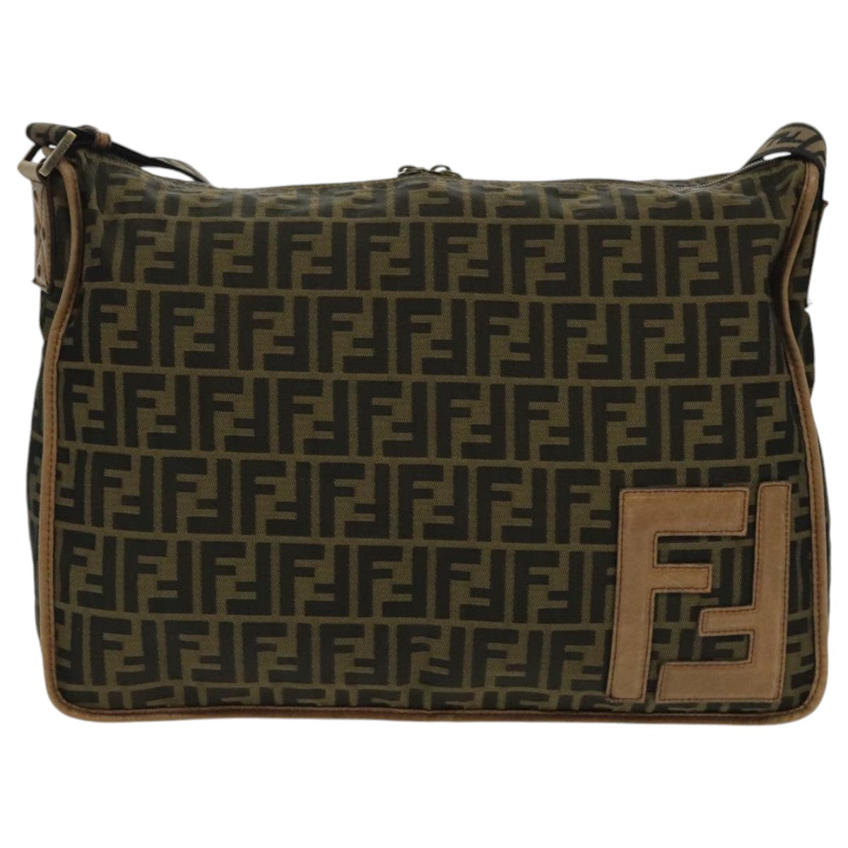 FENDI Zucca Canvas Shoulder Bag Black Brown ep6186