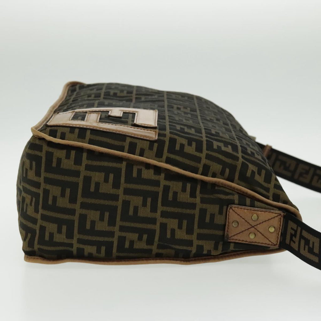 FENDI Zucca Canvas Shoulder Bag Black Brown ep6186