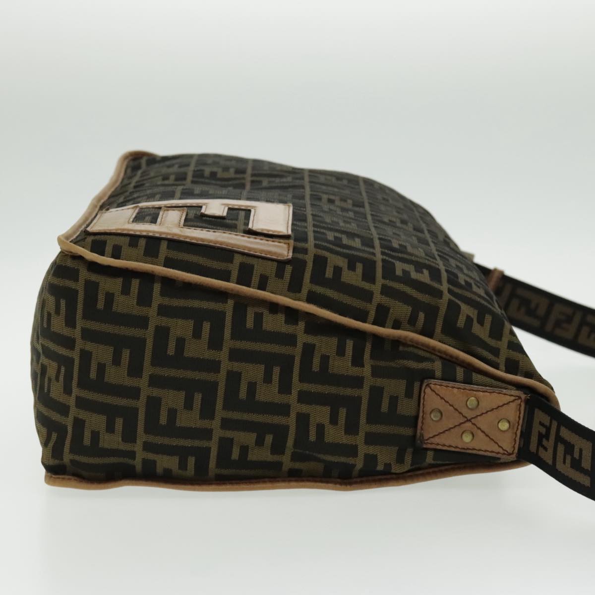 FENDI Zucca Canvas Shoulder Bag Black Brown ep6186