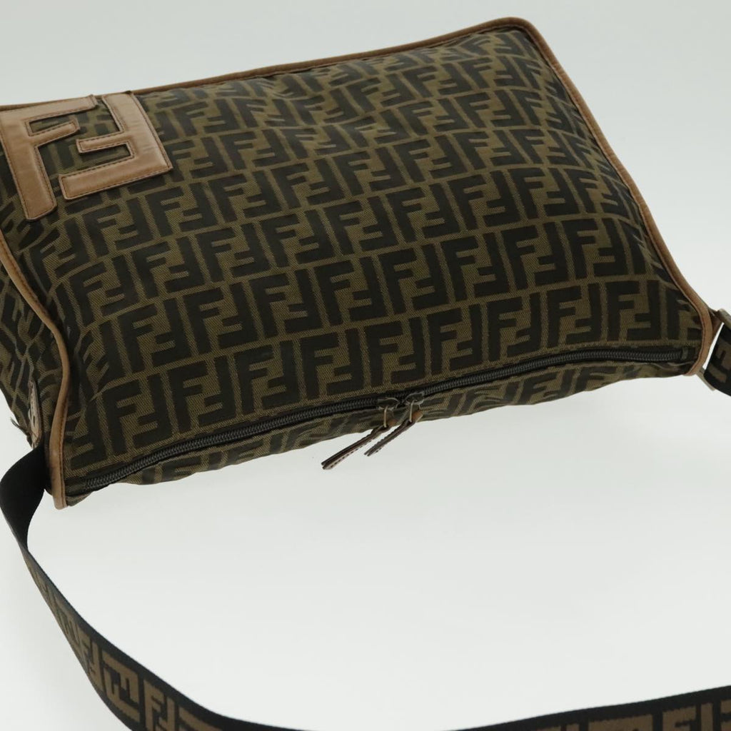 FENDI Zucca Canvas Shoulder Bag Black Brown ep6186