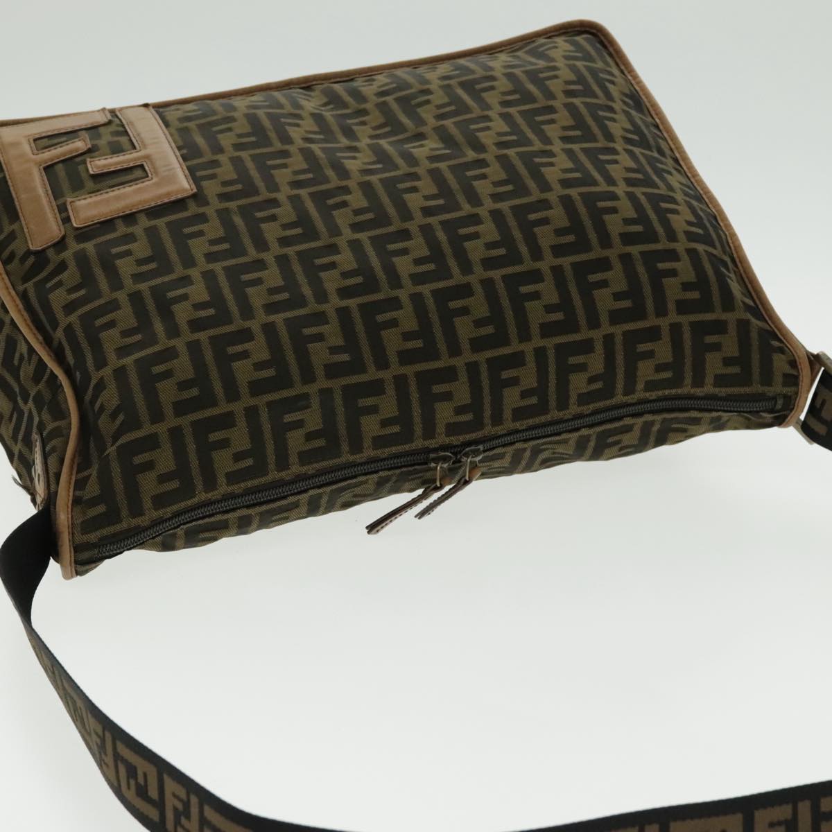 FENDI Zucca Canvas Shoulder Bag Black Brown ep6186