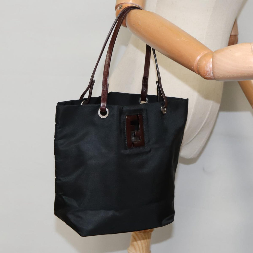 FENDI Hand Bag Nylon Black Silver ep6196