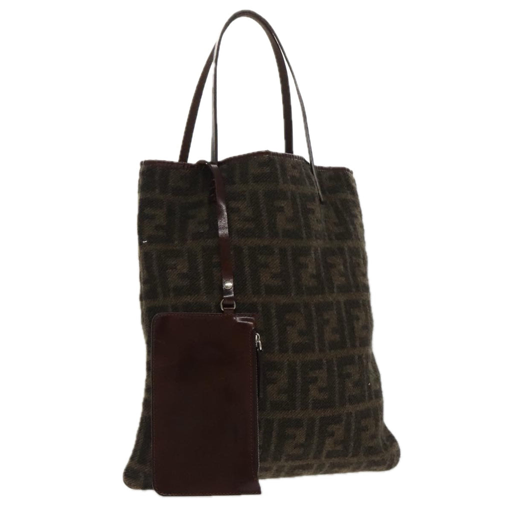 FENDI Zucca Canvas Tote Bag Wool Brown Black ep6200