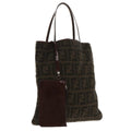 FENDI Zucca Canvas Tote Bag Wool Brown Black ep6200