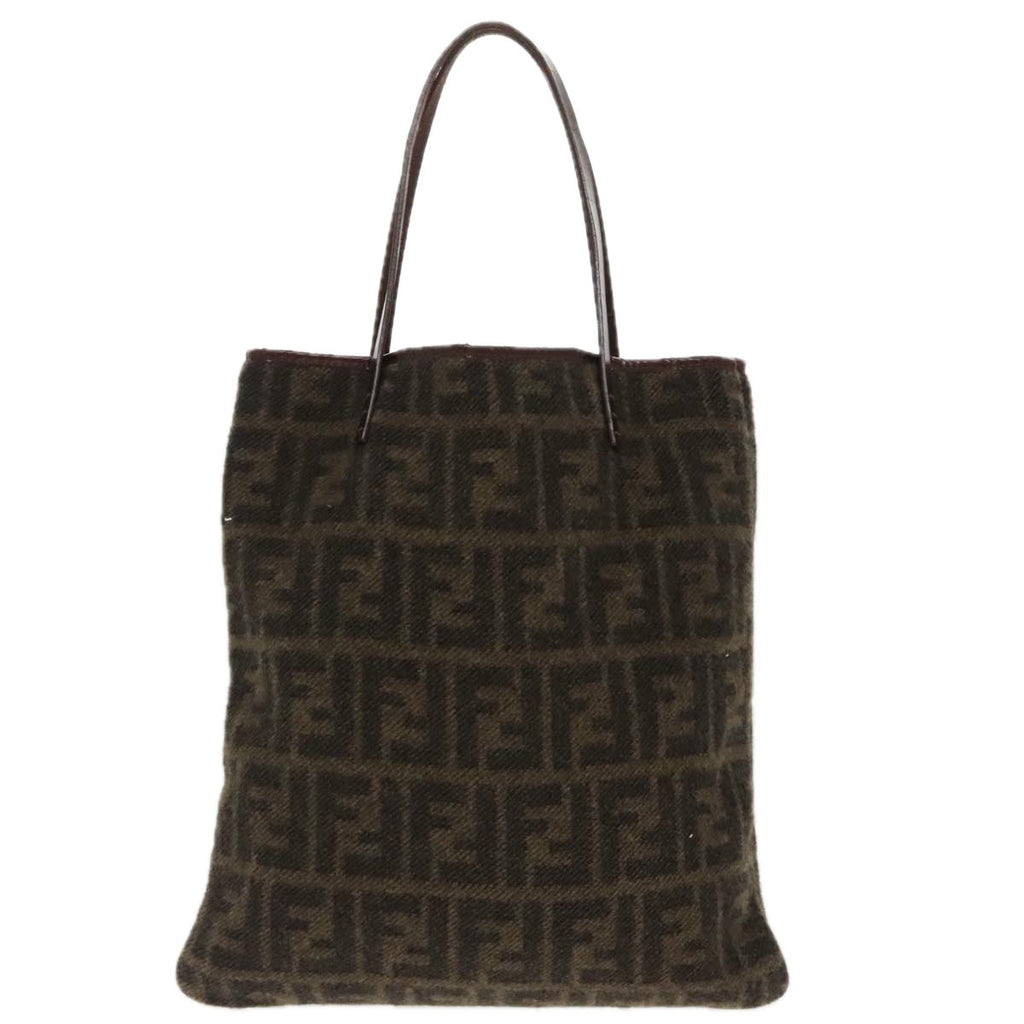 FENDI Zucca Canvas Tote Bag Wool Brown Black ep6200