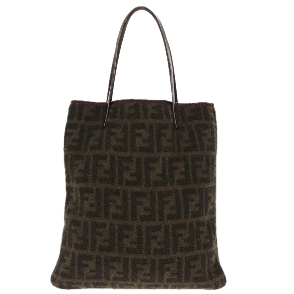 FENDI Zucca Canvas Tote Bag Wool Brown Black ep6200