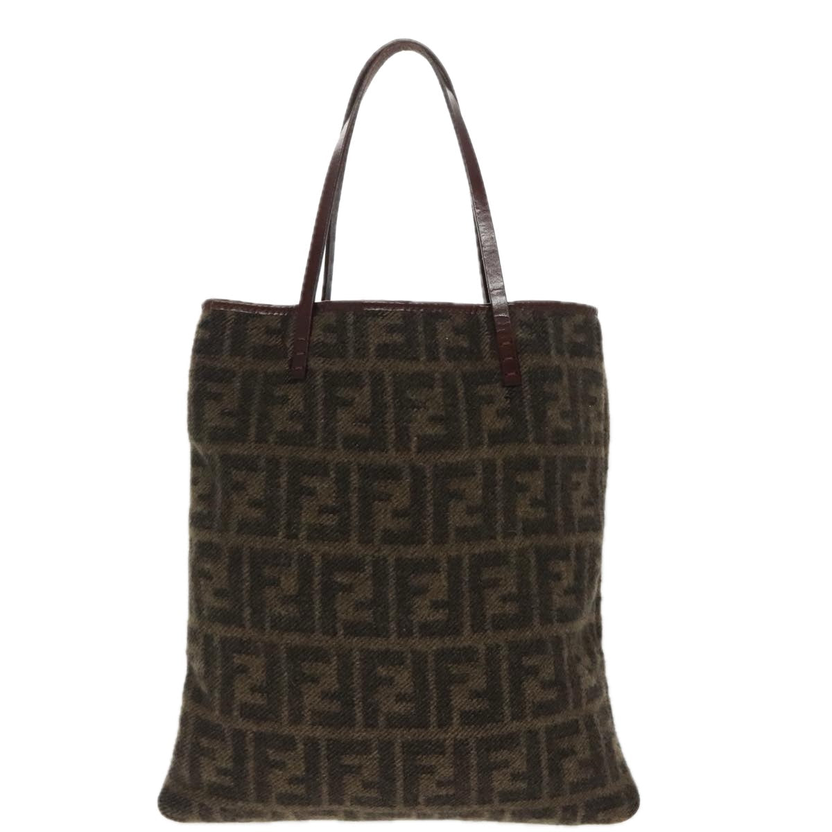 FENDI Zucca Canvas Tote Bag Wool Brown Black ep6200