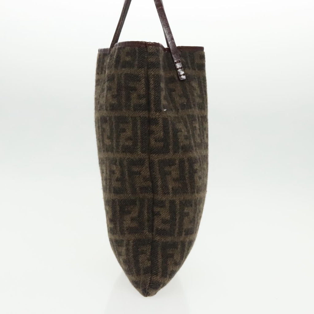 FENDI Zucca Canvas Tote Bag Wool Brown Black ep6200