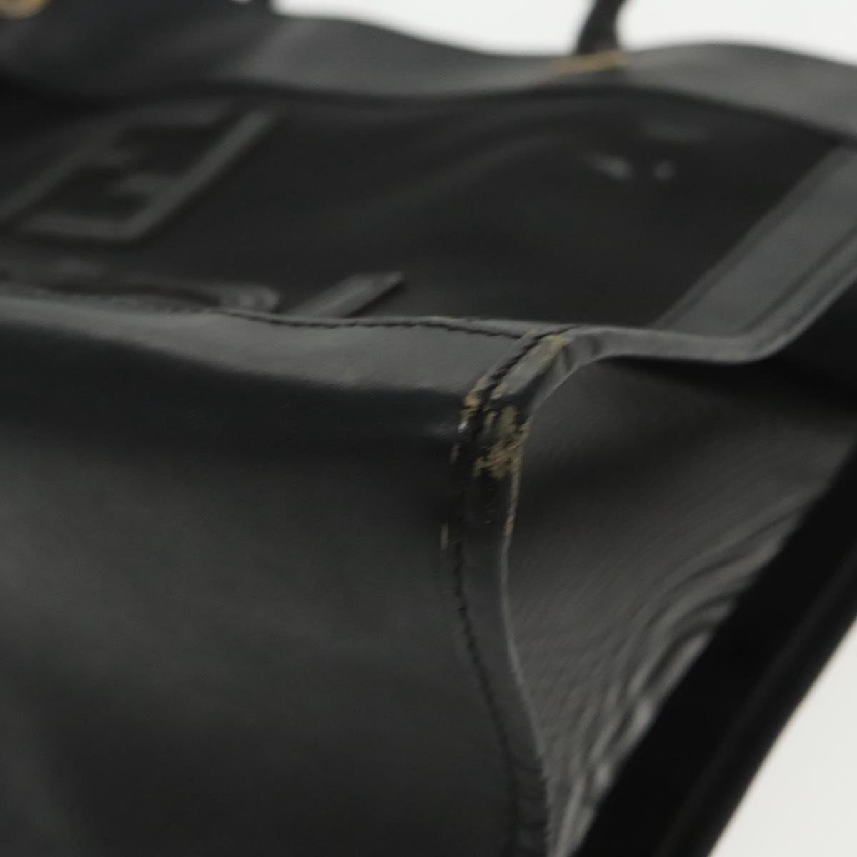 FENDI Mesh Tote Bag Leather Black ep6207