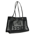 FENDI Mesh Tote Bag Leather Black ep6207