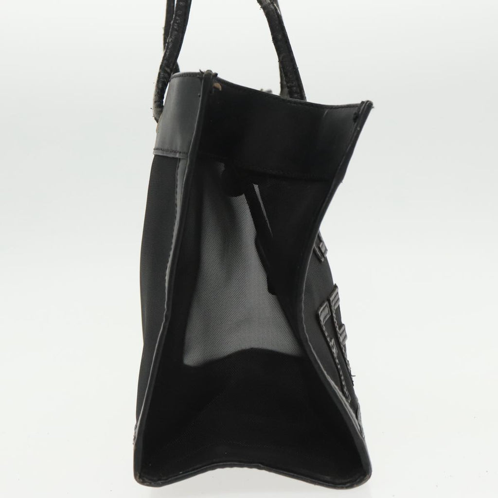 FENDI Mesh Tote Bag Leather Black ep6207