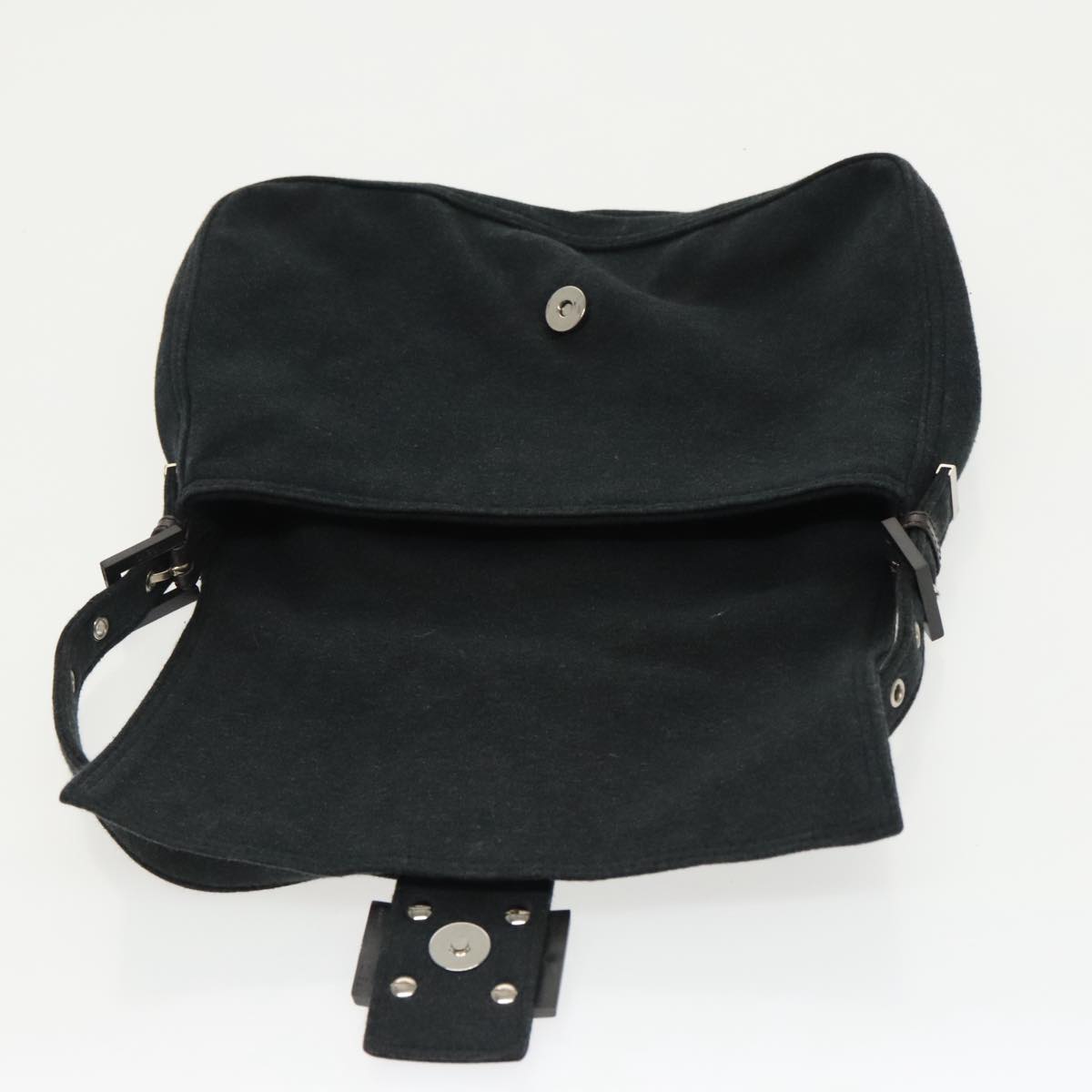FENDI Mamma Baguette Shoulder Bag Cotton Gray Silver ep6216