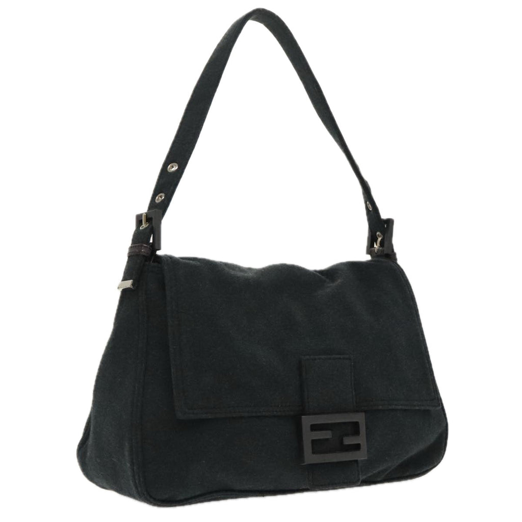 FENDI Mamma Baguette Shoulder Bag Cotton Gray Silver ep6216