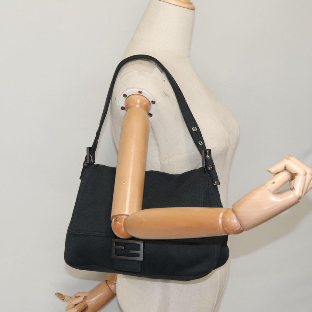 FENDI Mamma Baguette Shoulder Bag Cotton Gray Silver ep6216