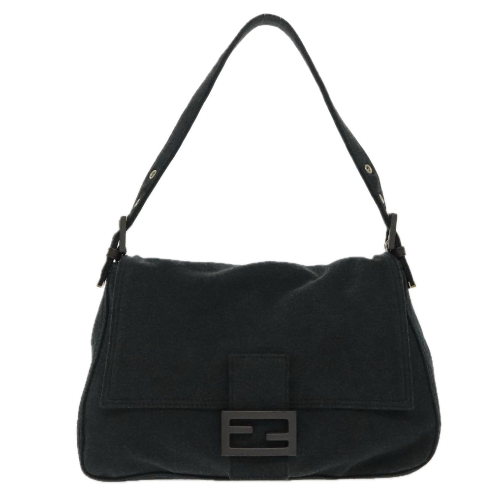FENDI Mamma Baguette Shoulder Bag Cotton Gray Silver ep6216