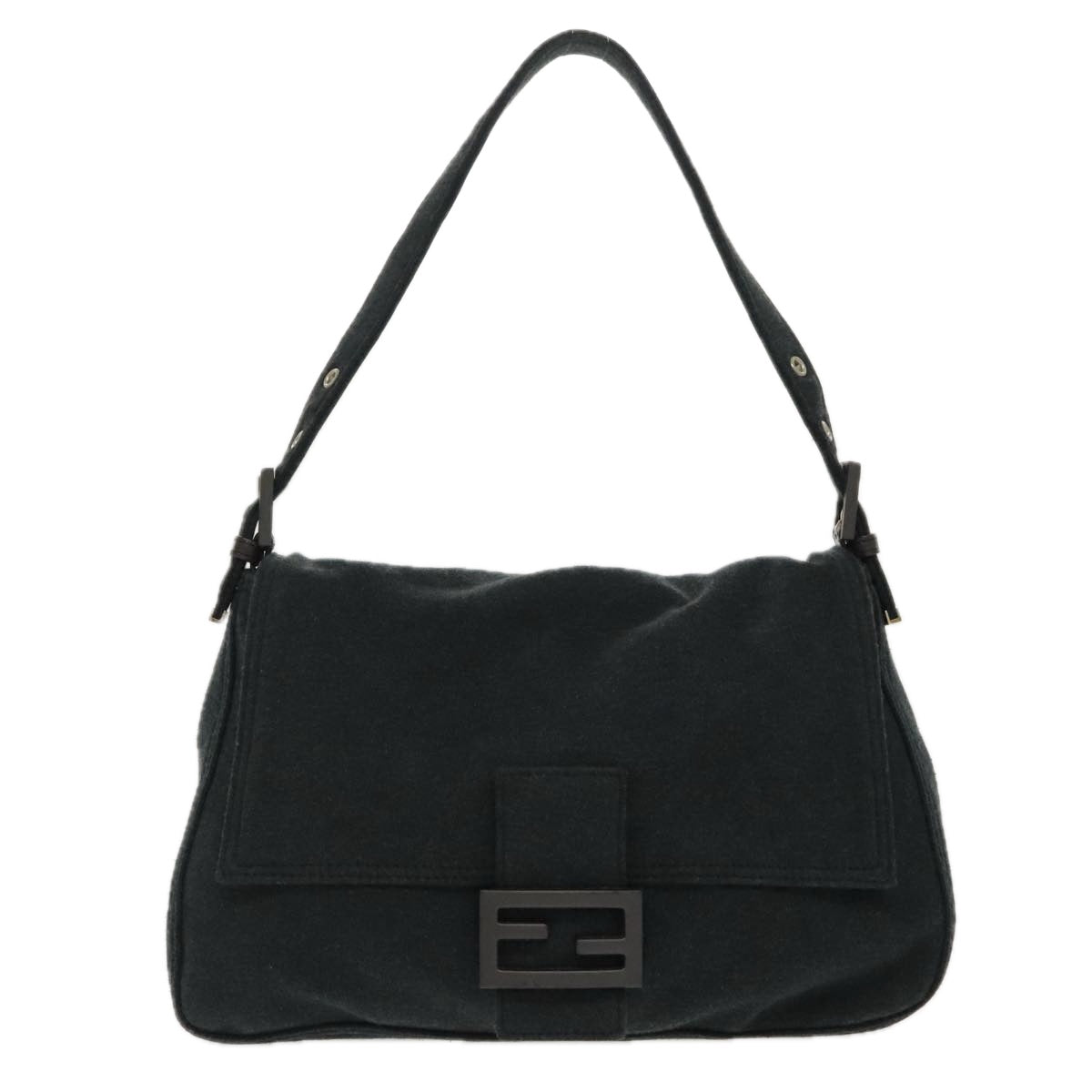 FENDI Mamma Baguette Shoulder Bag Cotton Gray Silver ep6216