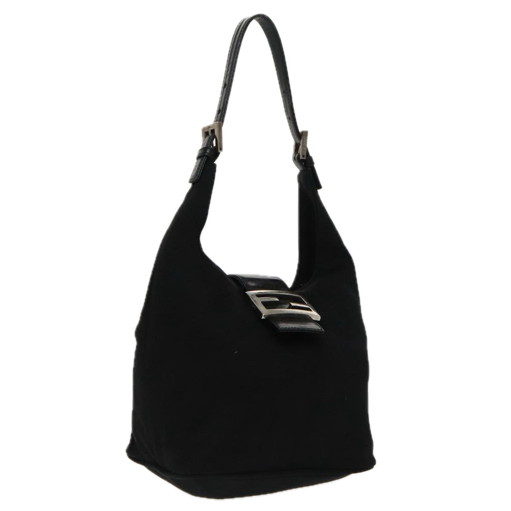 FENDI Mamma Baguette Shoulder Bag Nylon Black Silver ep6221