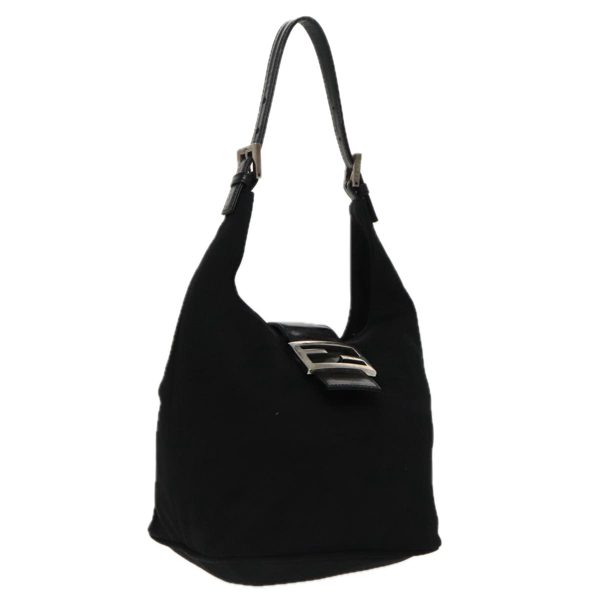 FENDI Mamma Baguette Shoulder Bag Nylon Black Silver ep6221